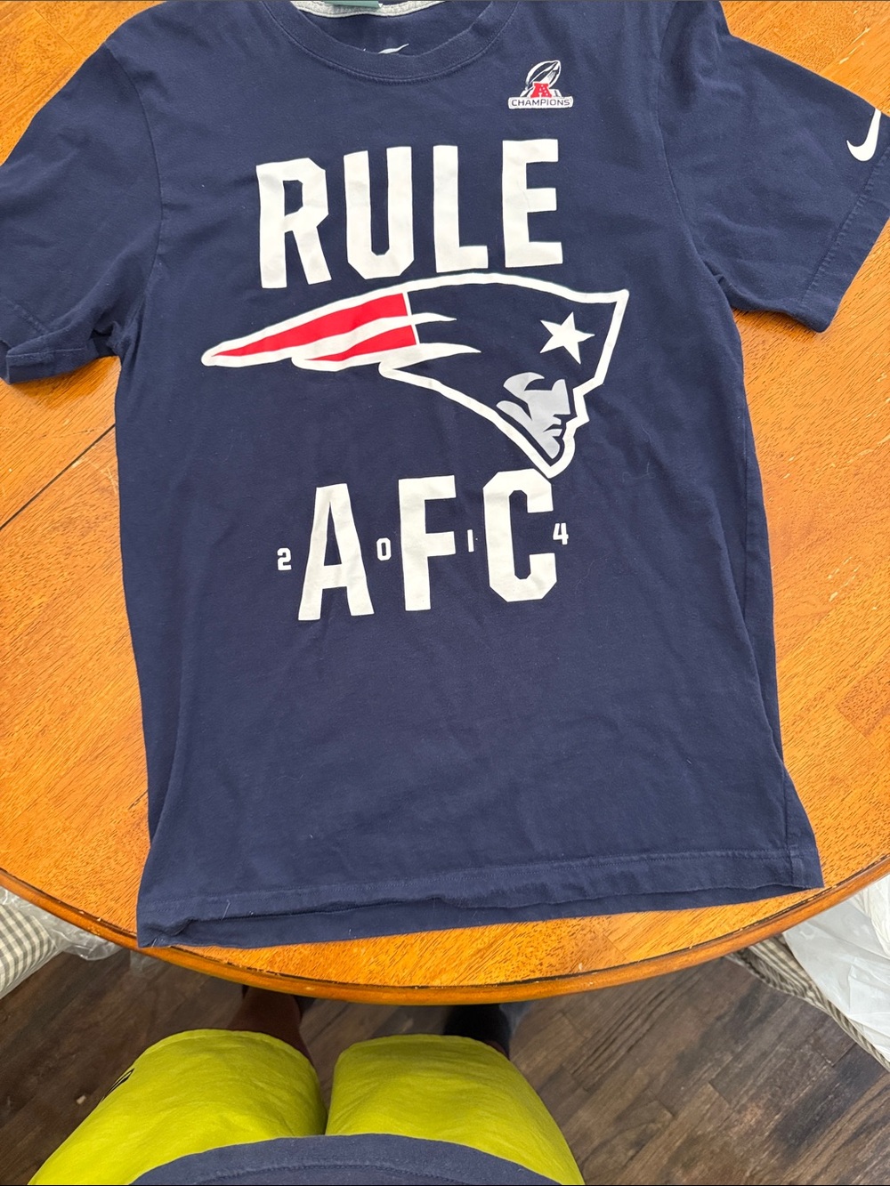 Nike Navy New England Patriots 'Rule AFC' Short Sleeve Tee Small